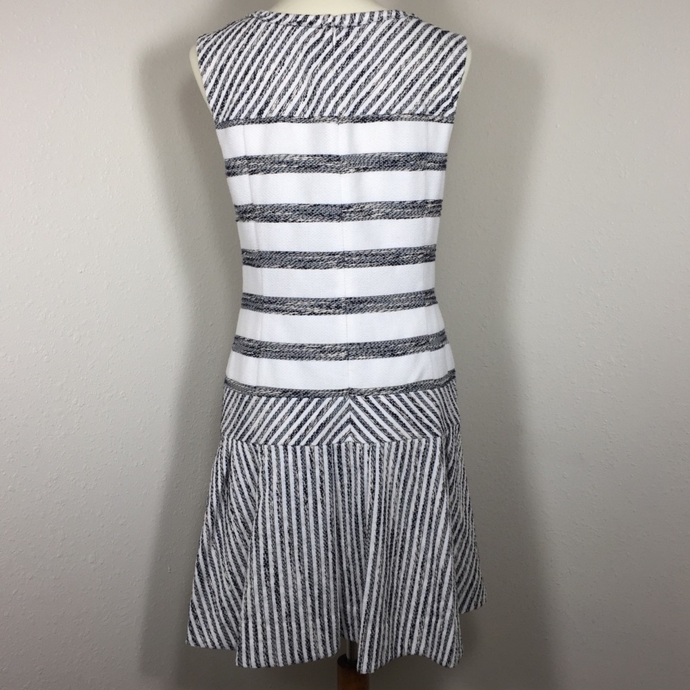 J. Crew White Navy Tweed Striped drop Waist Dress - Picture 3 of 8